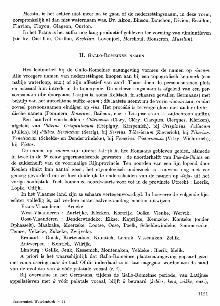 Maurits Gysseling: Toponymisch Woordenboek (1960), p. 1121