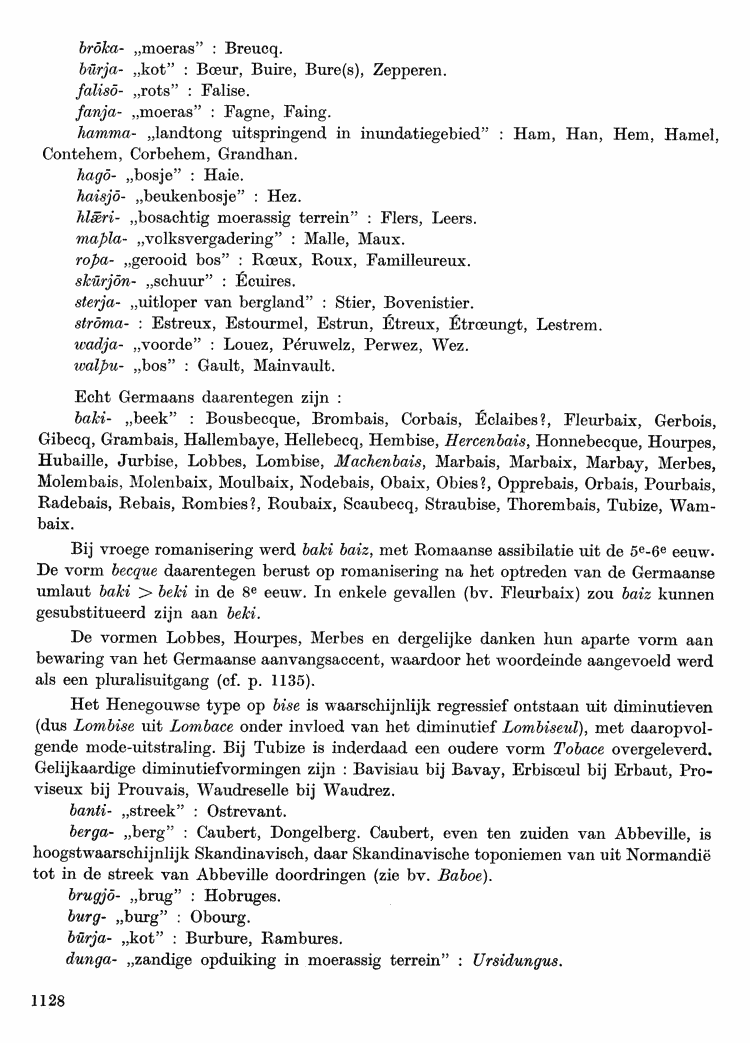 Maurits Gysseling: Toponymisch Woordenboek (1960), p. 1128