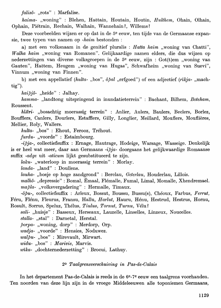 Maurits Gysseling: Toponymisch Woordenboek (1960), p. 1129