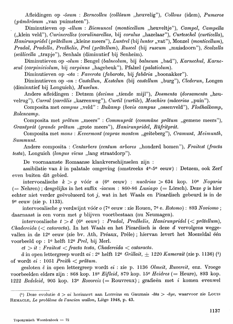 Maurits Gysseling: Toponymisch Woordenboek (1960), p. 1137