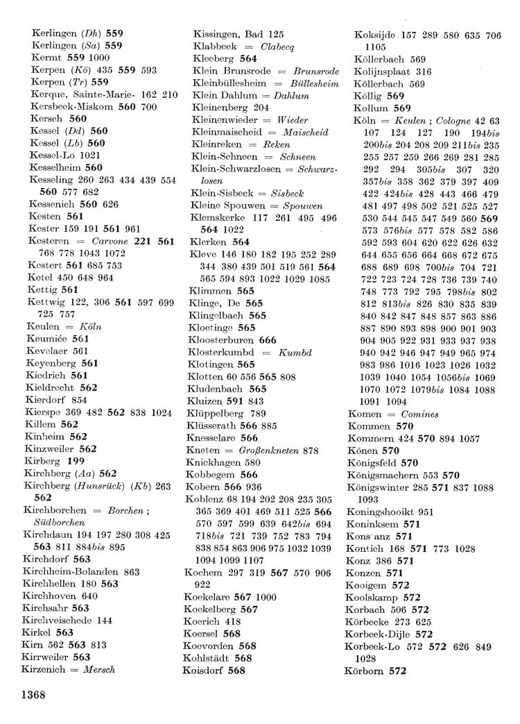 Maurits Gysseling: Toponymisch Woordenboek (1960), p. 1368