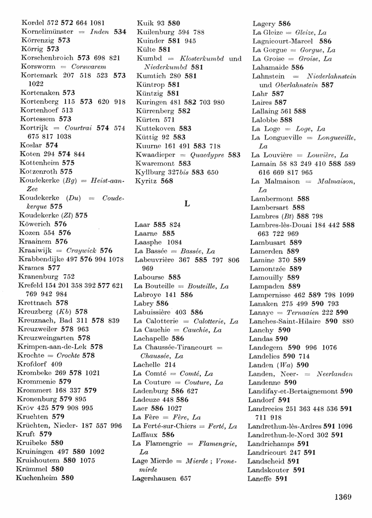 Maurits Gysseling: Toponymisch Woordenboek (1960), p. 1369